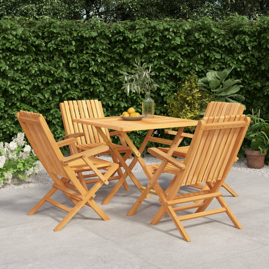 Vidaxl 5 Piece Patio Dining Set Solid Wood Teak