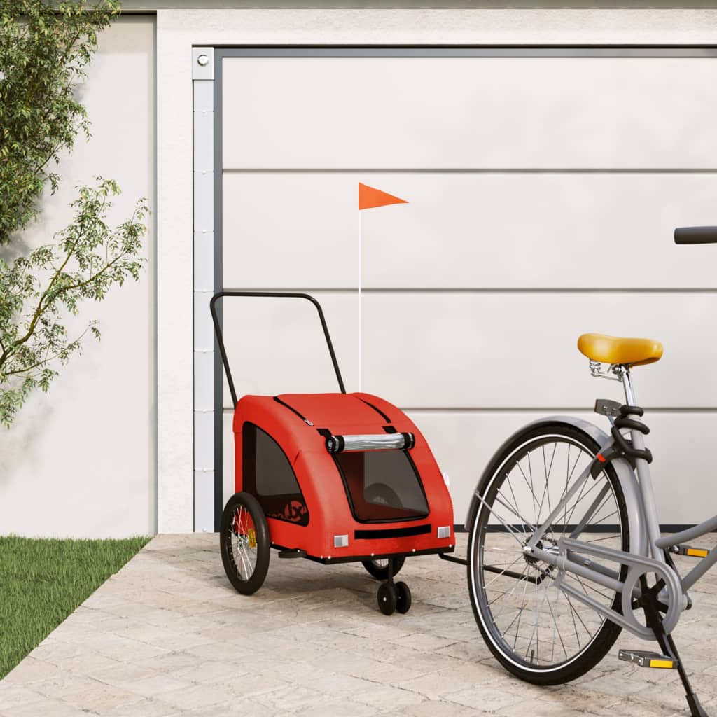 Vidaxl Pet Bike Trailer Orange And Gray Oxford Fabric And Iron