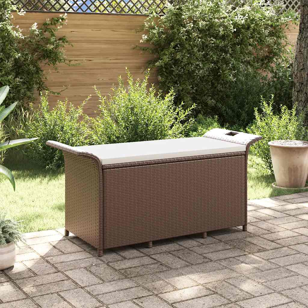 Vidaxl Patio Bench With Cushion Brown 45.7X18.1X22.4 Poly Rattan