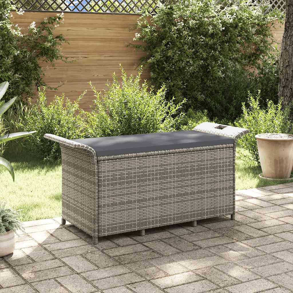 Vidaxl Patio Bench With Cushion Gray 45.7X18.1X22.4 Poly Rattan