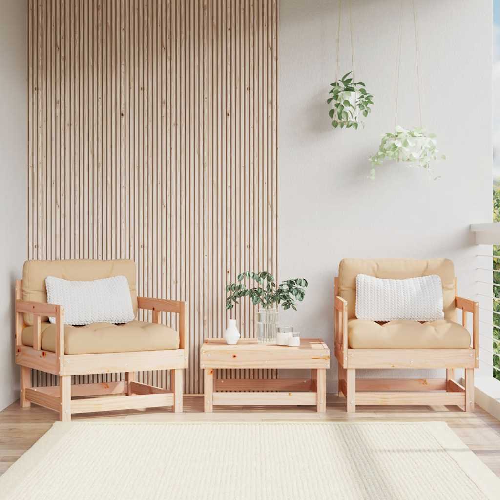Vidaxl Patio Chairs With Cushions 2 Pcs Solid Wood Pine
