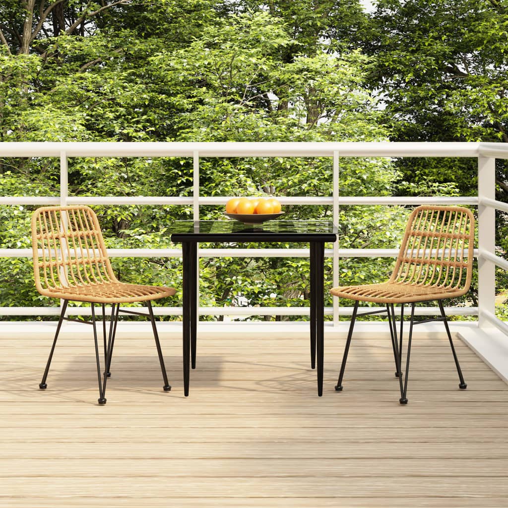 Vidaxl 3 Piece Patio Dining Set Poly Rattan