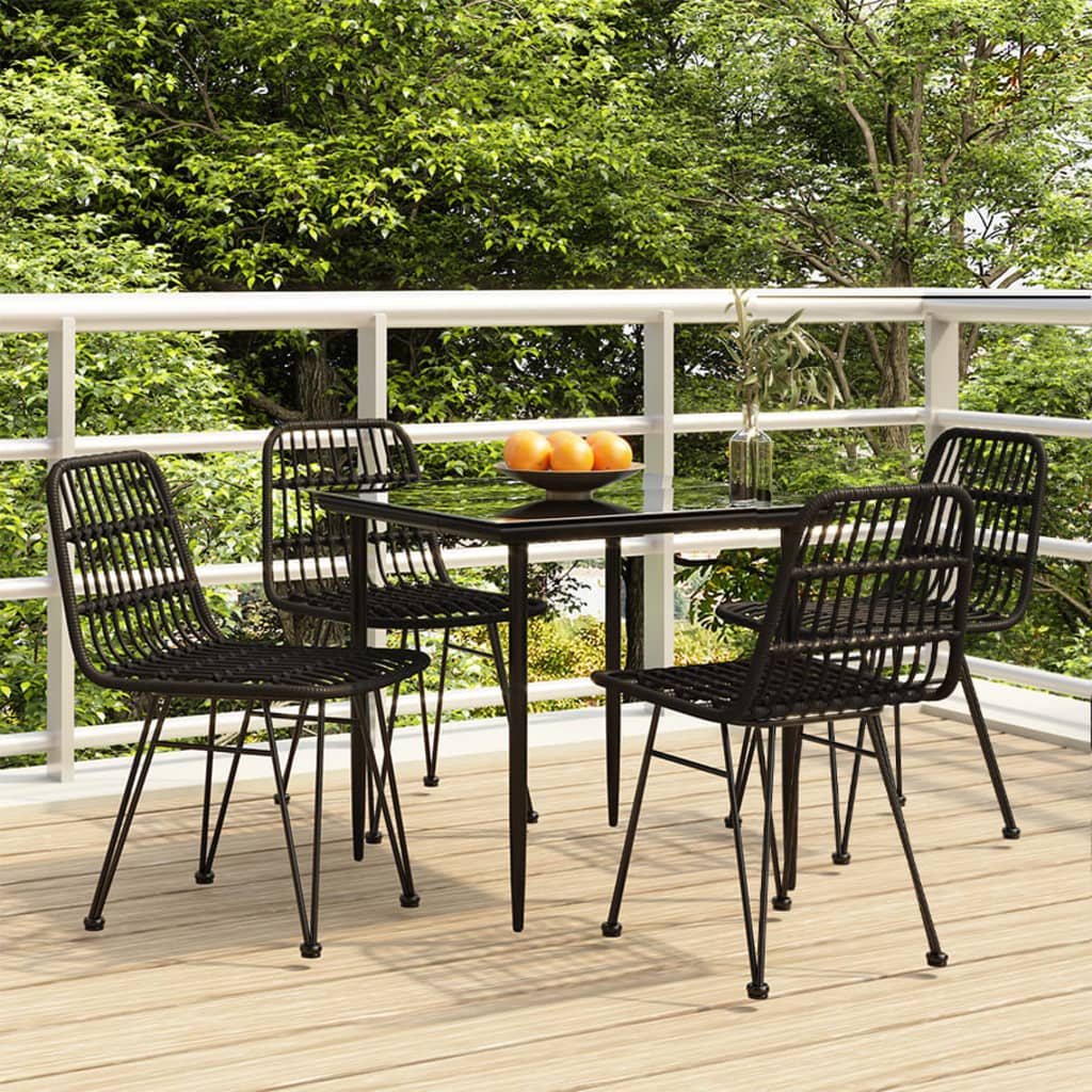 Vidaxl 5 Piece Patio Dining Set Black Poly Rattan
