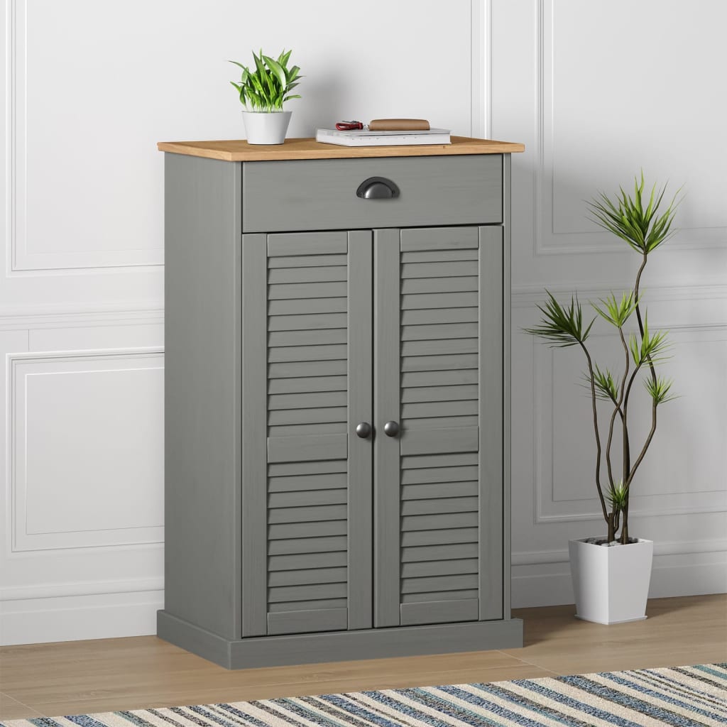 Vidaxl Shoe Cabinet Vigo Gray 23.6X13.8X37.8 Solid Wood Pine