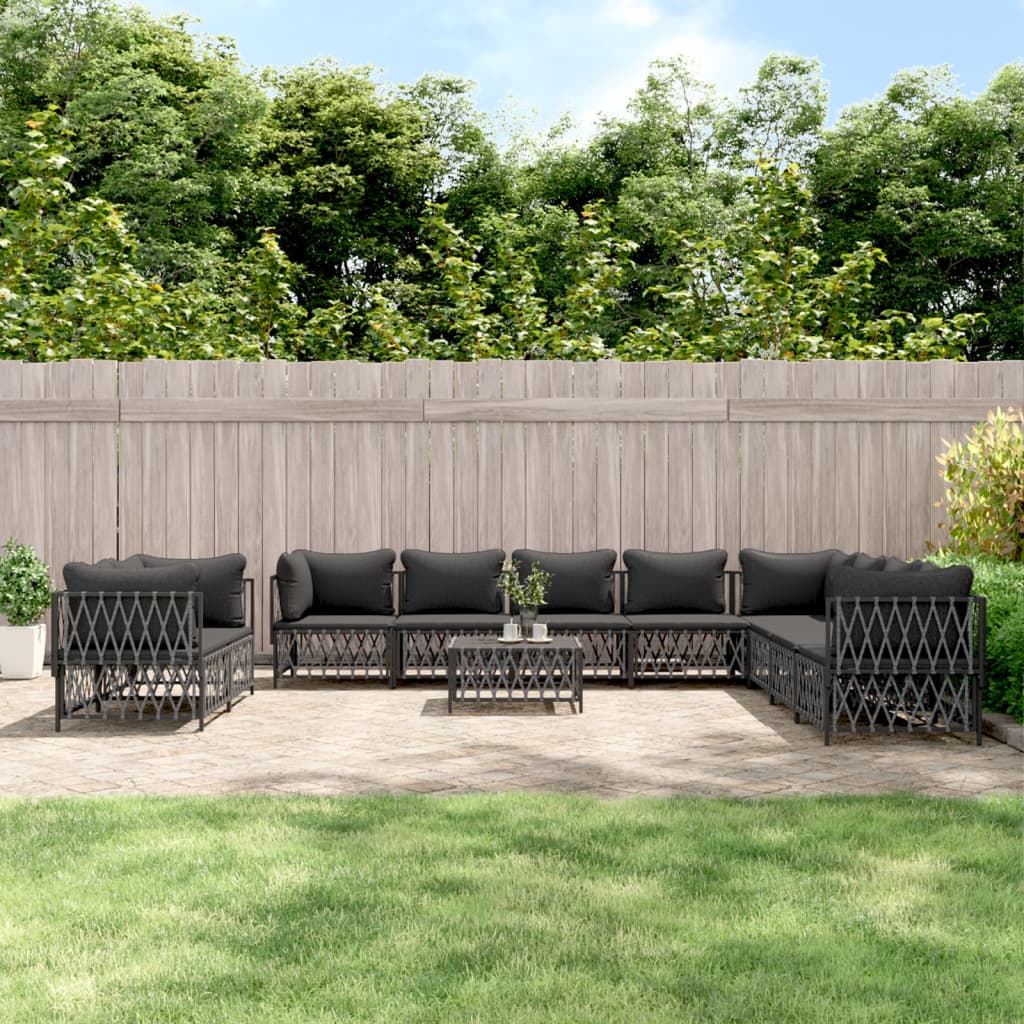 Vidaxl 11 Piece Patio Lounge Set With Cushions Anthracite Steel