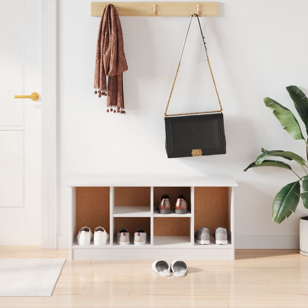 Vidaxl Shoe Bench Alta White 39.4X13.8X17.7 Solid Wood Pine