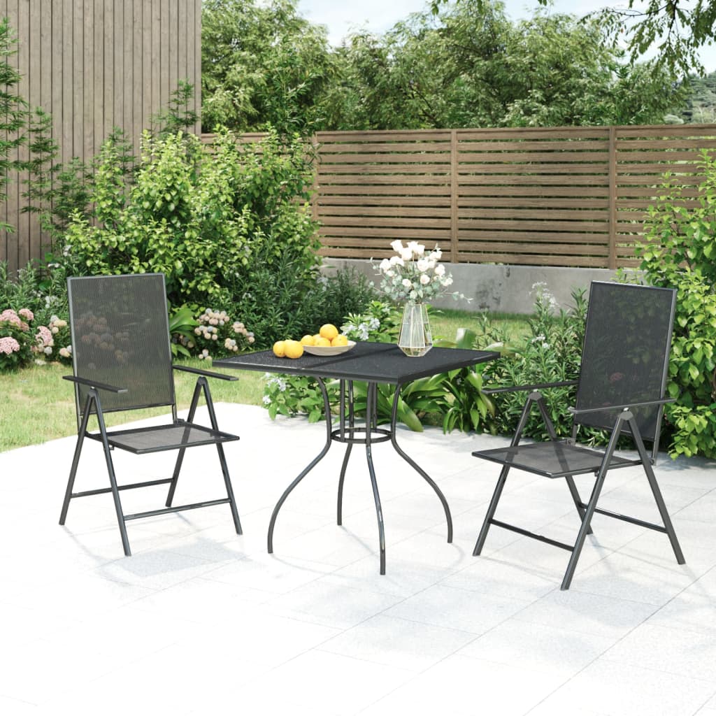Vidaxl 3 Piece Patio Dining Set Anthracite Steel