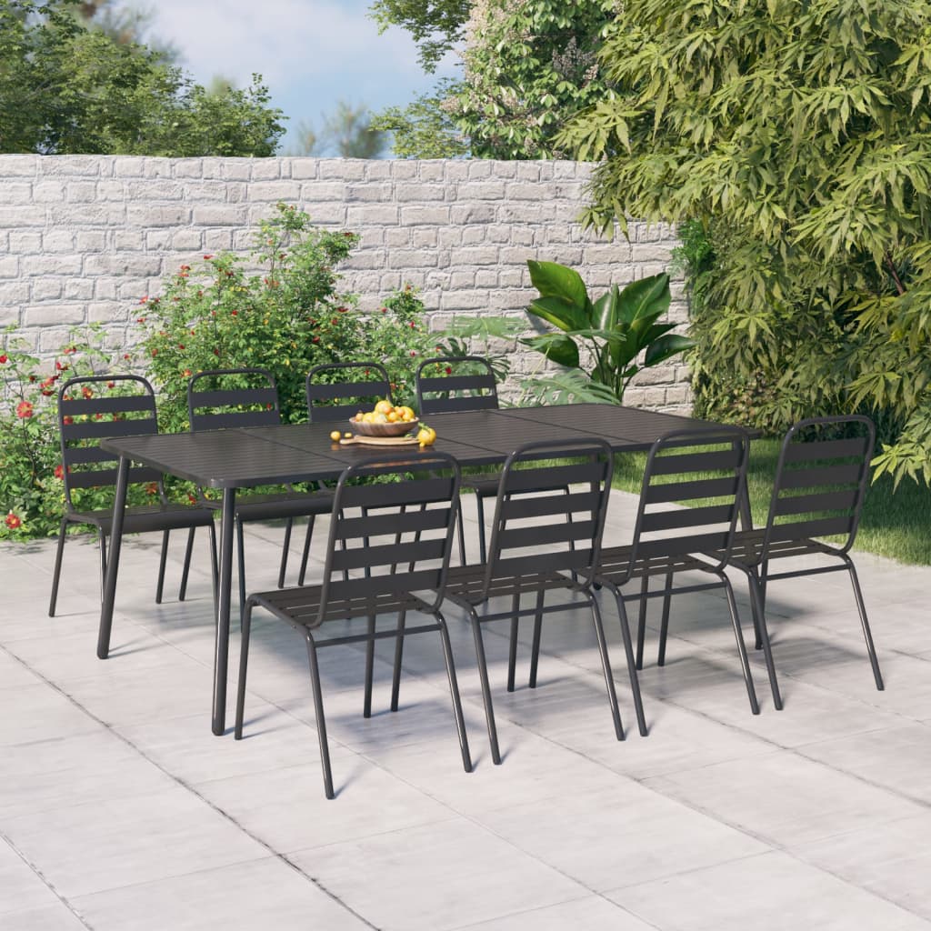 Vidaxl 9 Piece Patio Dining Set Anthracite Steel