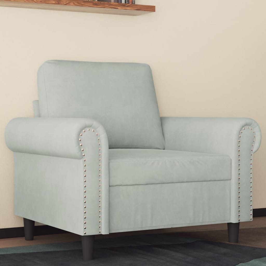 Vidaxl Sofa Chair Light Gray 23.6 Velvet