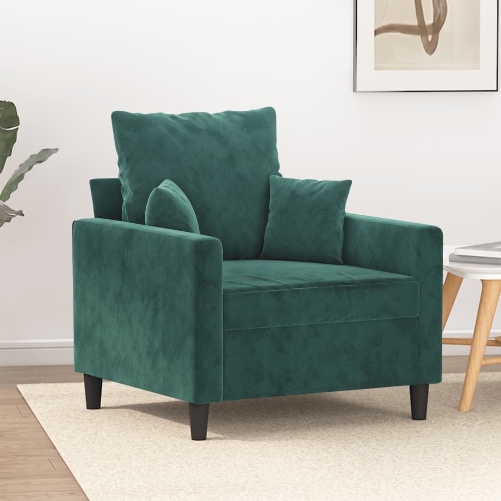 Vidaxl Sofa Chair Dark Green 23.6 Velvet