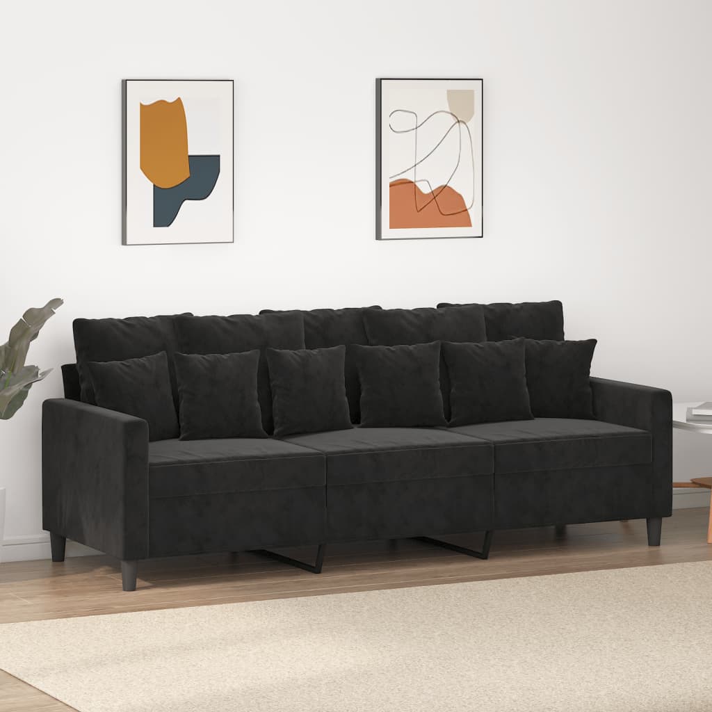 Vidaxl 3-Seater Sofa Black 70.9 Velvet