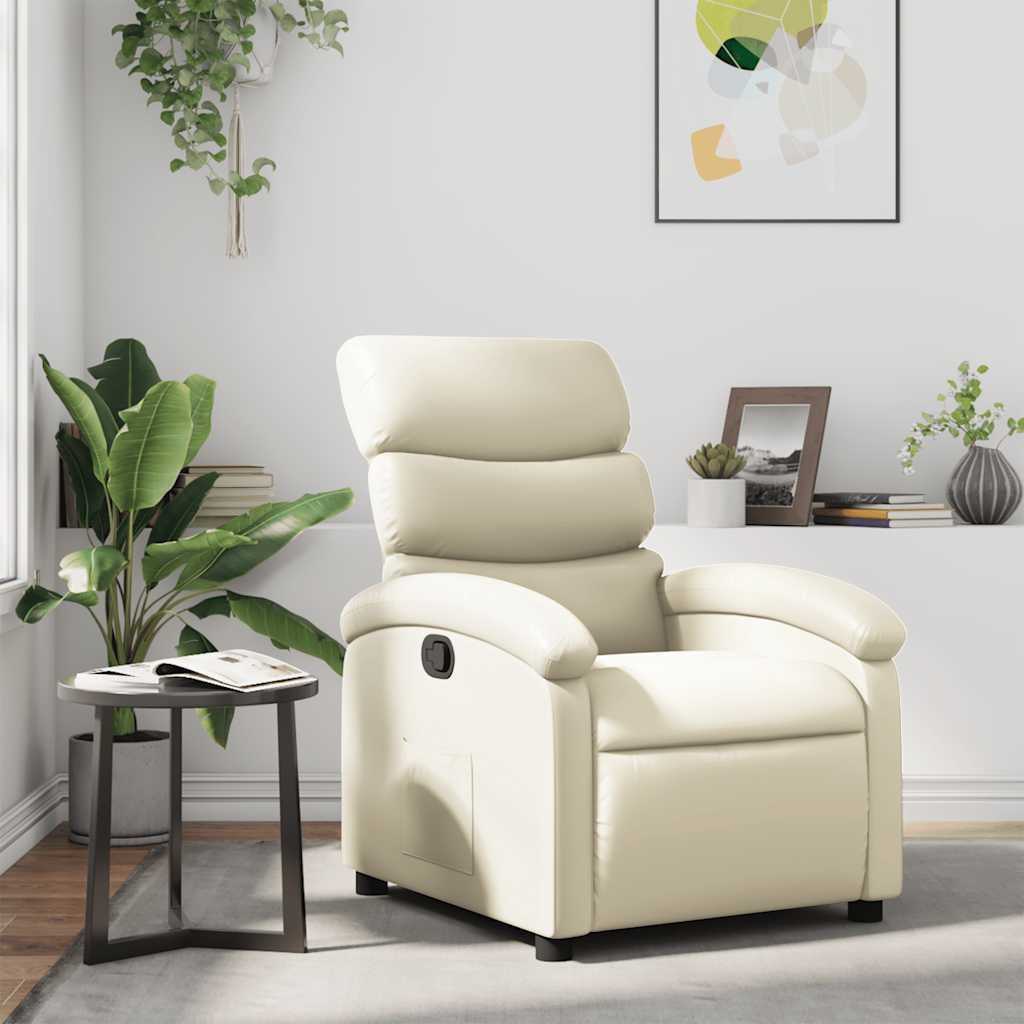 Vidaxl Recliner Chair Cream Faux Leather