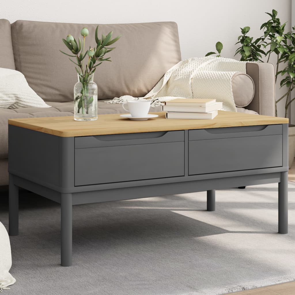 Vidaxl Coffee Table Floro Gray 39X21.9X17.7 Solid Pine Wood