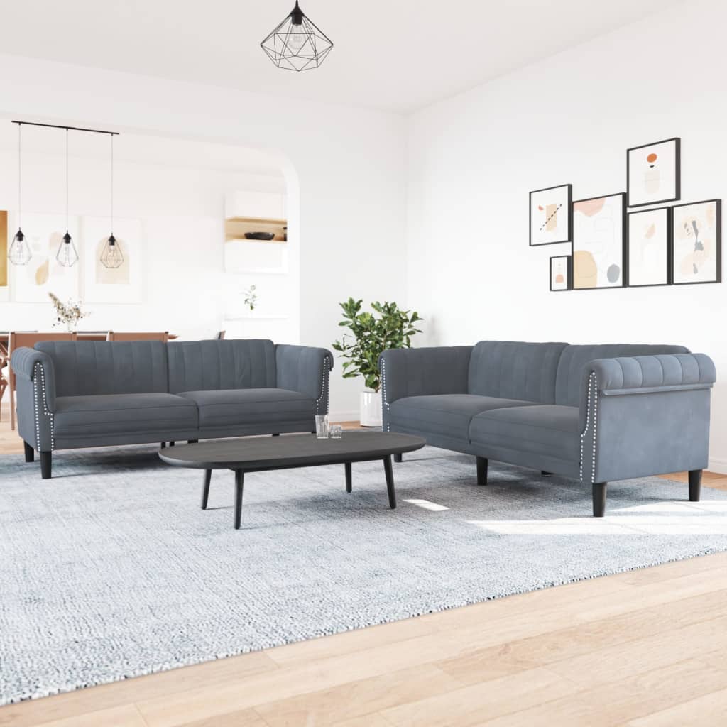 Vidaxl 2 Piece Sofa Set Dark Gray Velvet