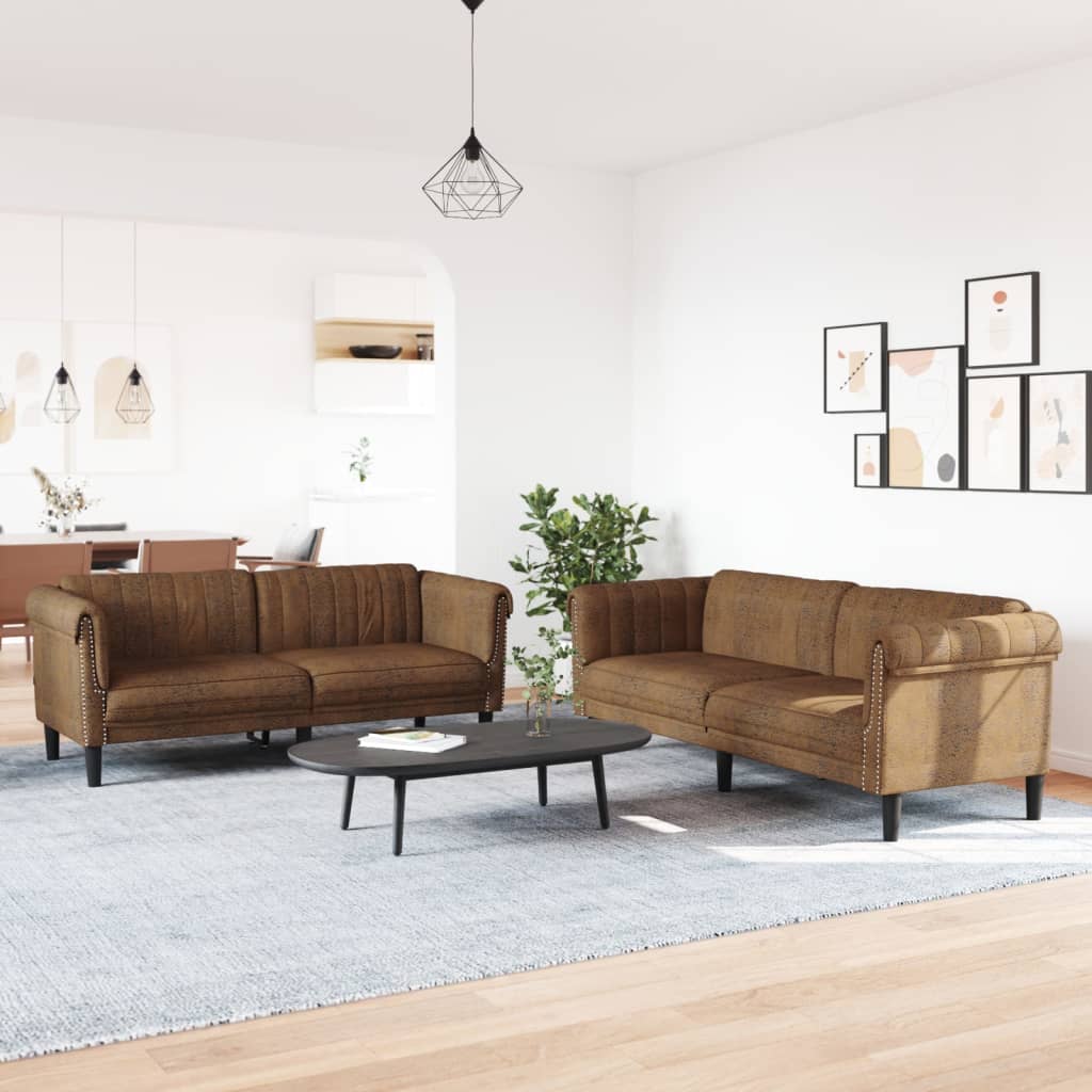 Vidaxl 2 Piece Sofa Set Brown Velvet