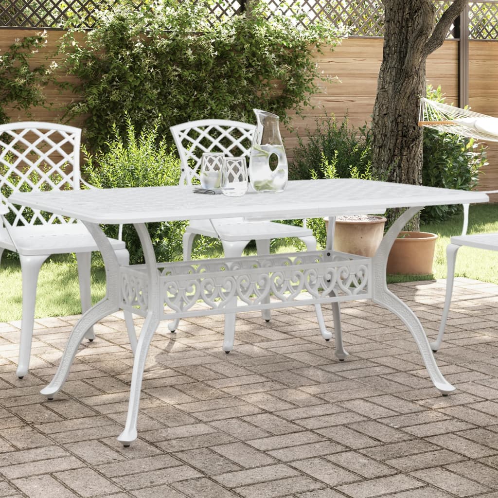 Vidaxl Patio Table White 59.1X35.4X28.3 Cast Aluminum