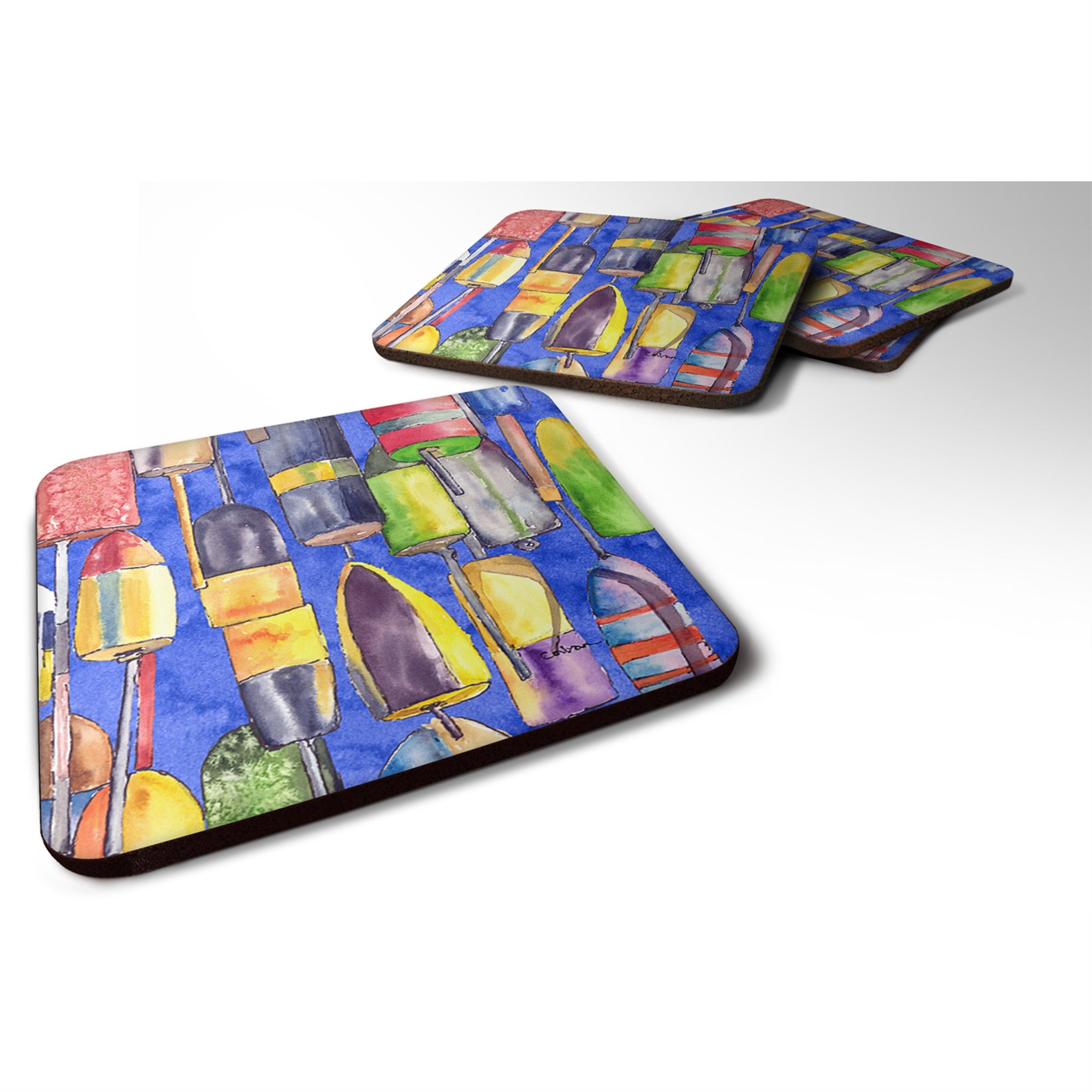 Caroline'S Treasures 8723-3Fc Lobster Bouys Foam Coasters (Set Of 4), 3.5 H X 3.5 W, Multicolor
