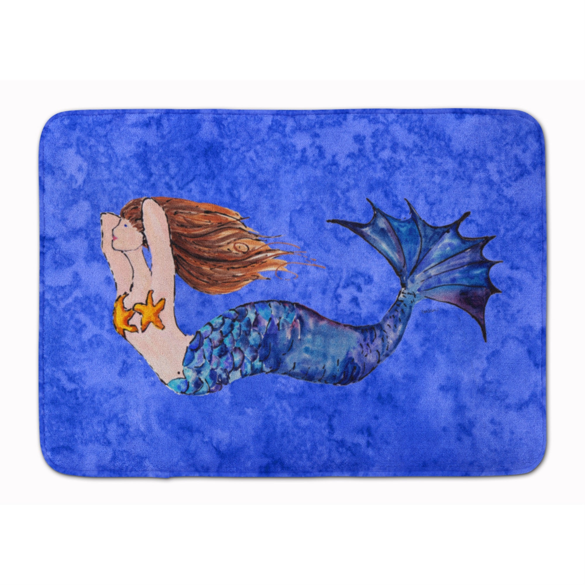 Caroline'S Treasures Brunette Mermaid On Blue Floor Mat, 19 X 27, Multicolor
