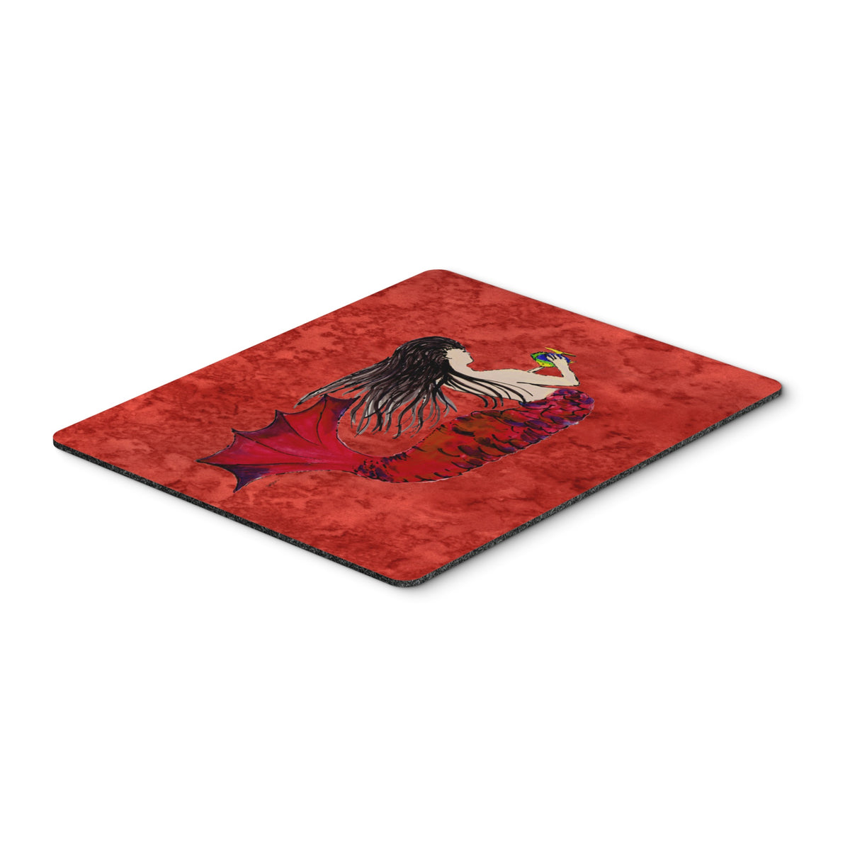 Caroline'S Treasures Black Haired Mermaid On Red Mouse Pad/Hot Pad/Trivet (8726Mp)