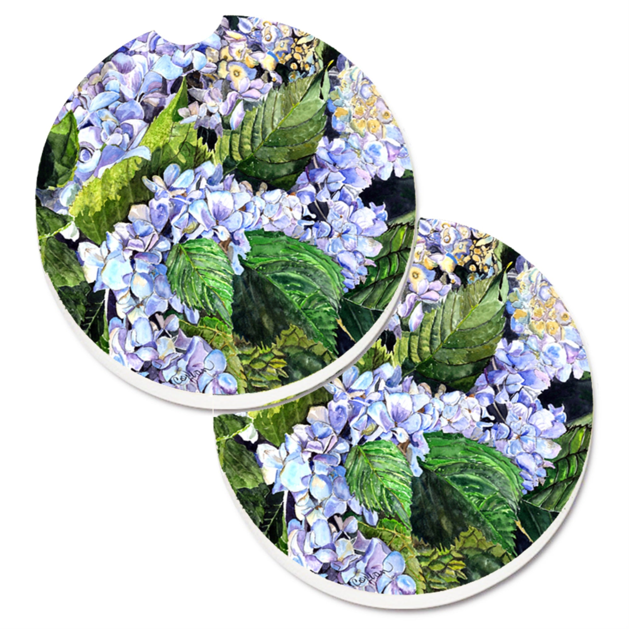 Caroline'S Treasures Hydrangea Set Of 2 Cup Holder Car Coasters 8730Carc, 2.56, Multicolor