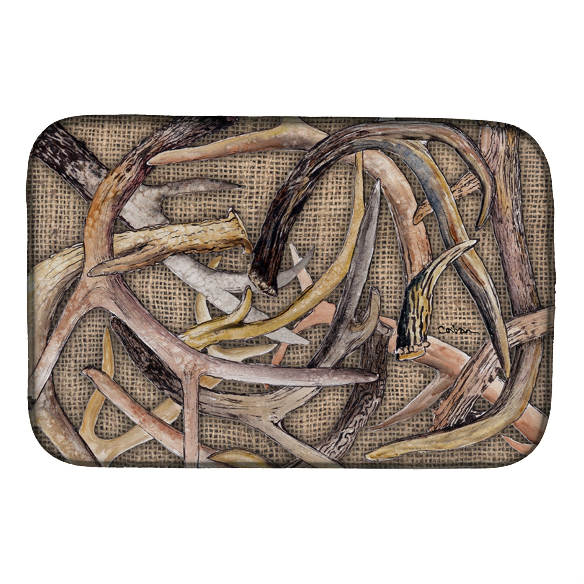 Caroline'S Treasures Deer Horns Dish Drying Mat, 14 X 21, Multicolor
