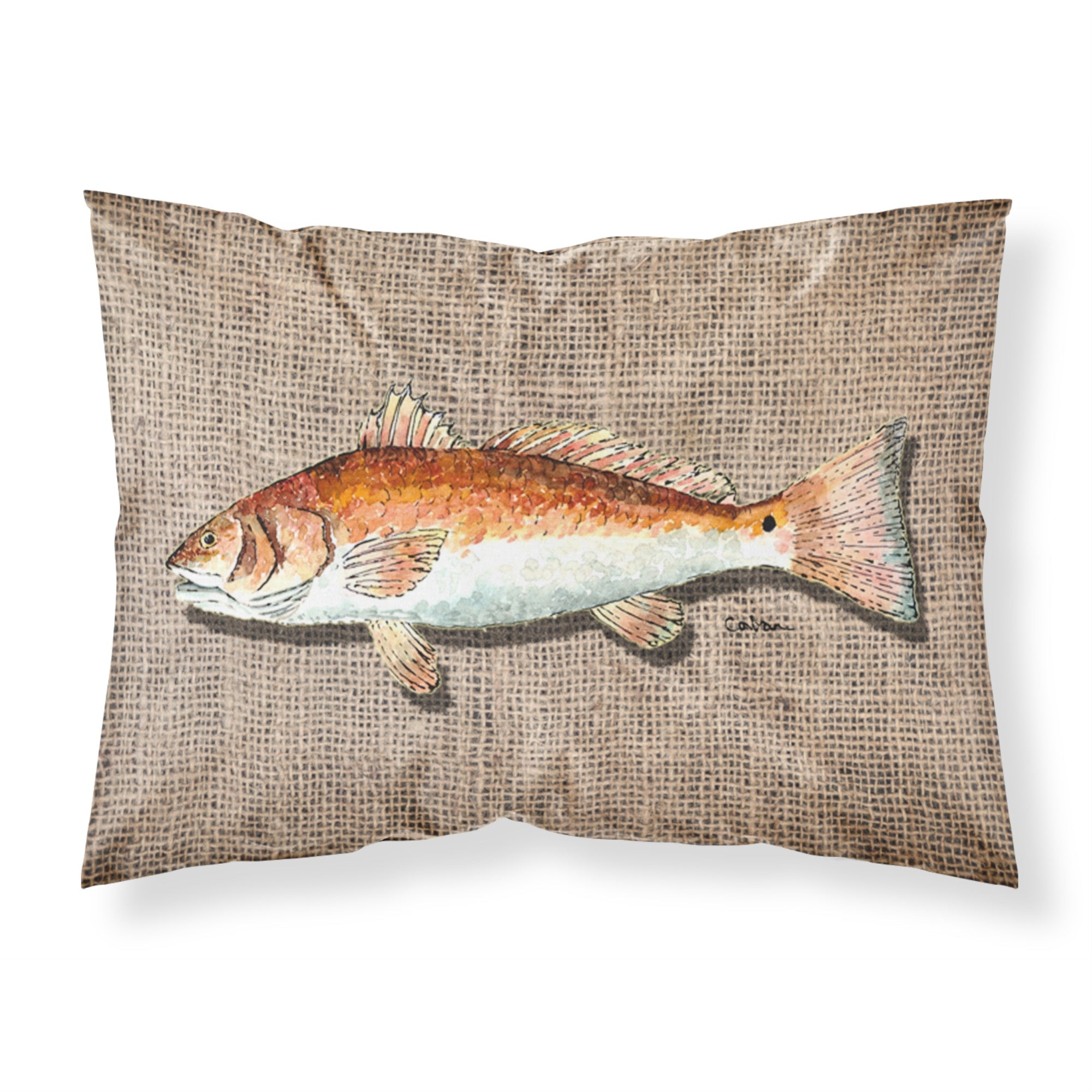 Caroline'S Treasures 8736Pillowcase Fish Red Fish Moisture Wicking Fabric Standard Pillowcase, Large, Multicolor
