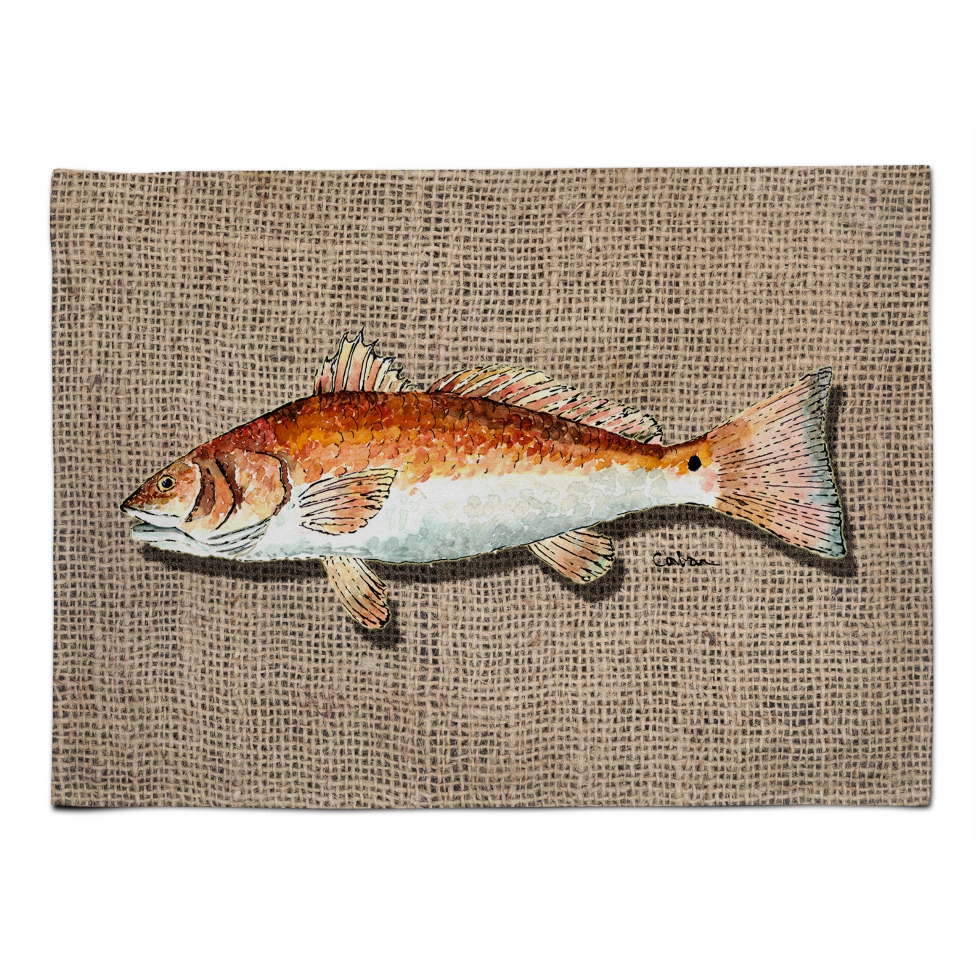 Caroline'S Treasures 8736Plmt Fish Red Fish Fabric Placemat, Multicolor