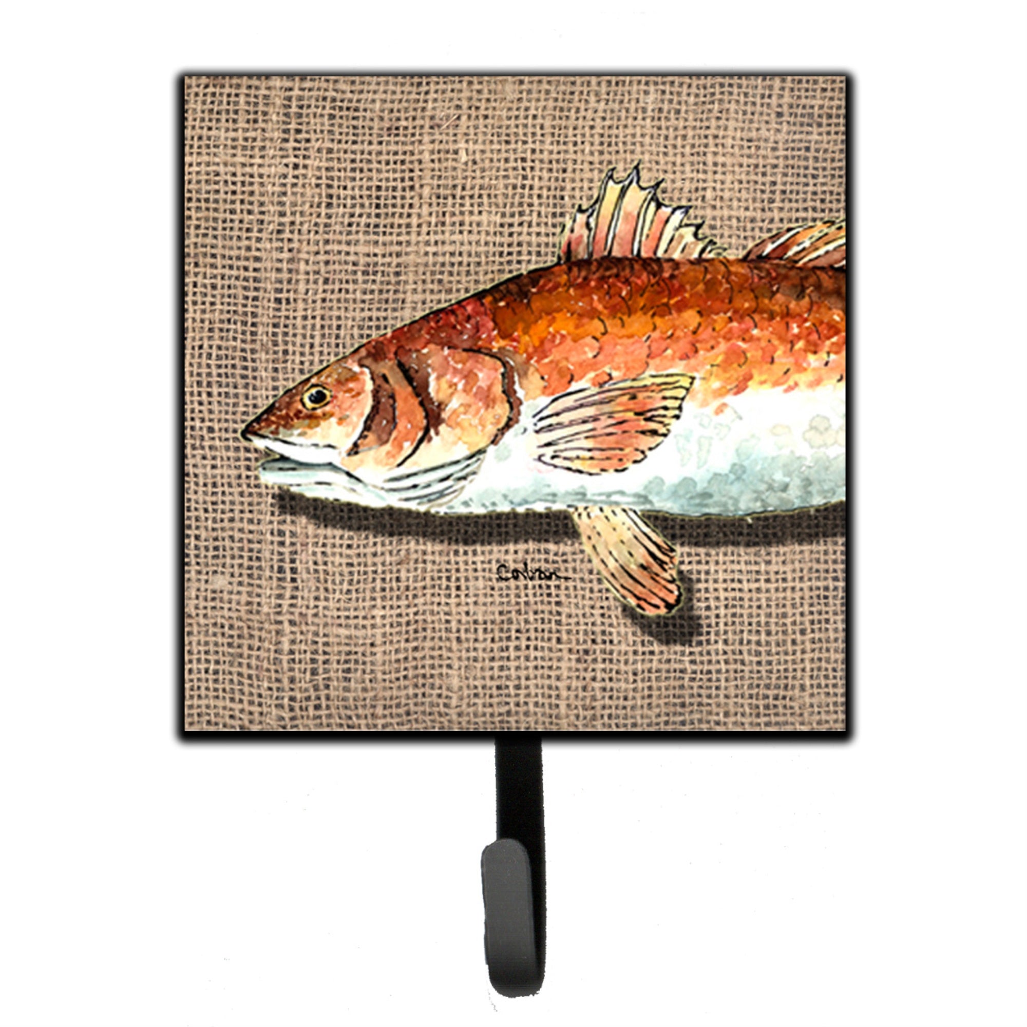 Caroline'S Treasures 8736Sh4 Red Fish Leash Holder Or Key Hook, Small, Multicolor