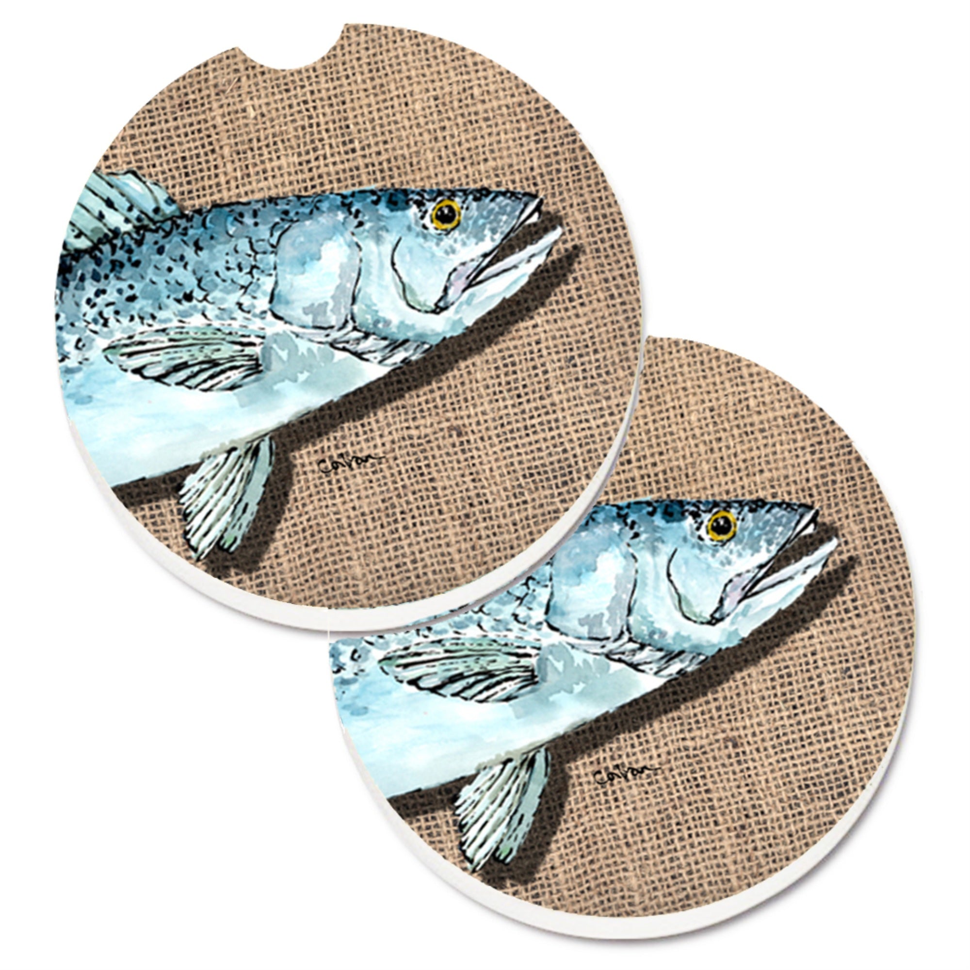 Caroline'S Treasures Fish Speckled Trout Set Of 2 Cup Holder Car Coasters 8737Carc, 2.56, Multicolor