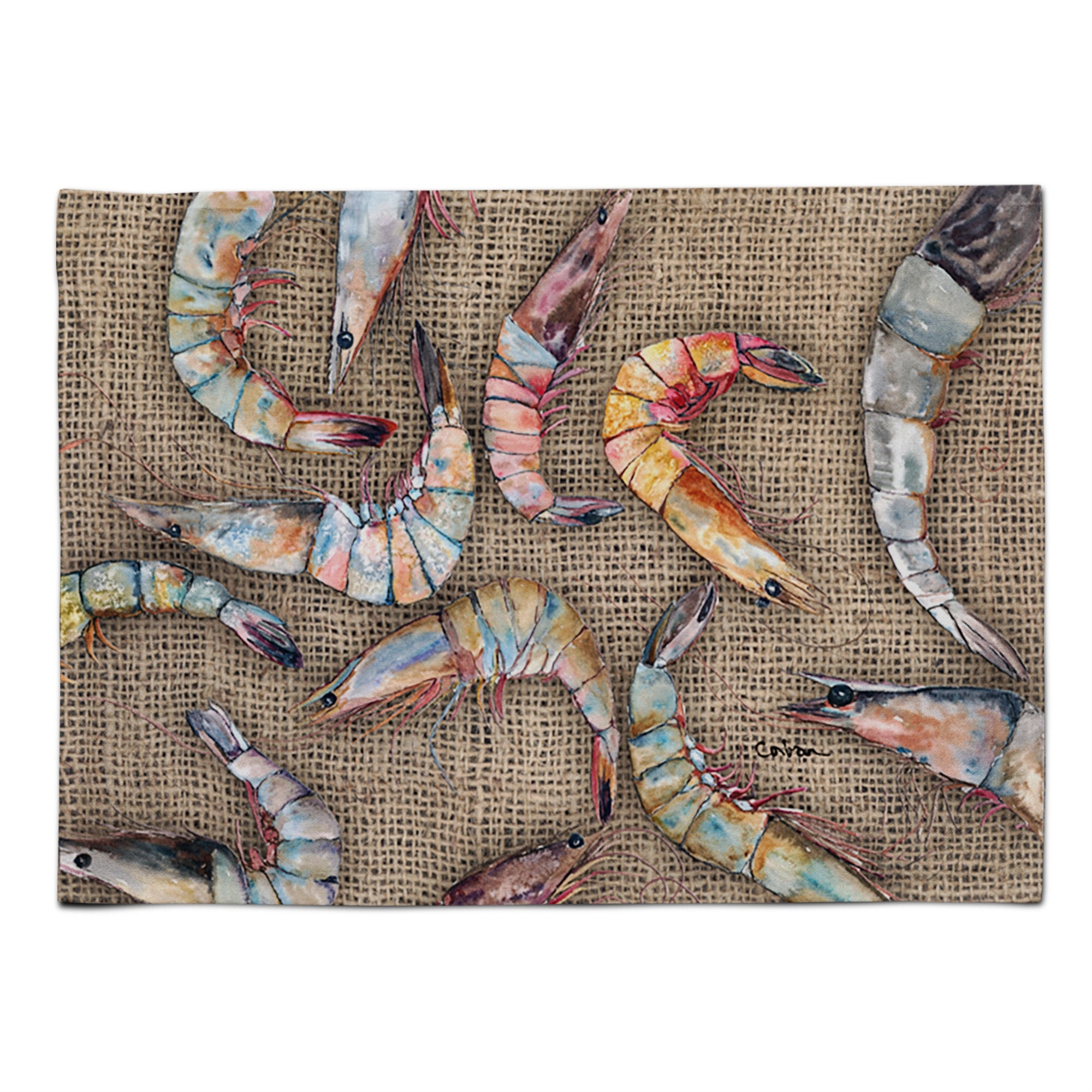 Caroline'S Treasures 8738Plmt Shrimp Fabric Placemat, Multicolor