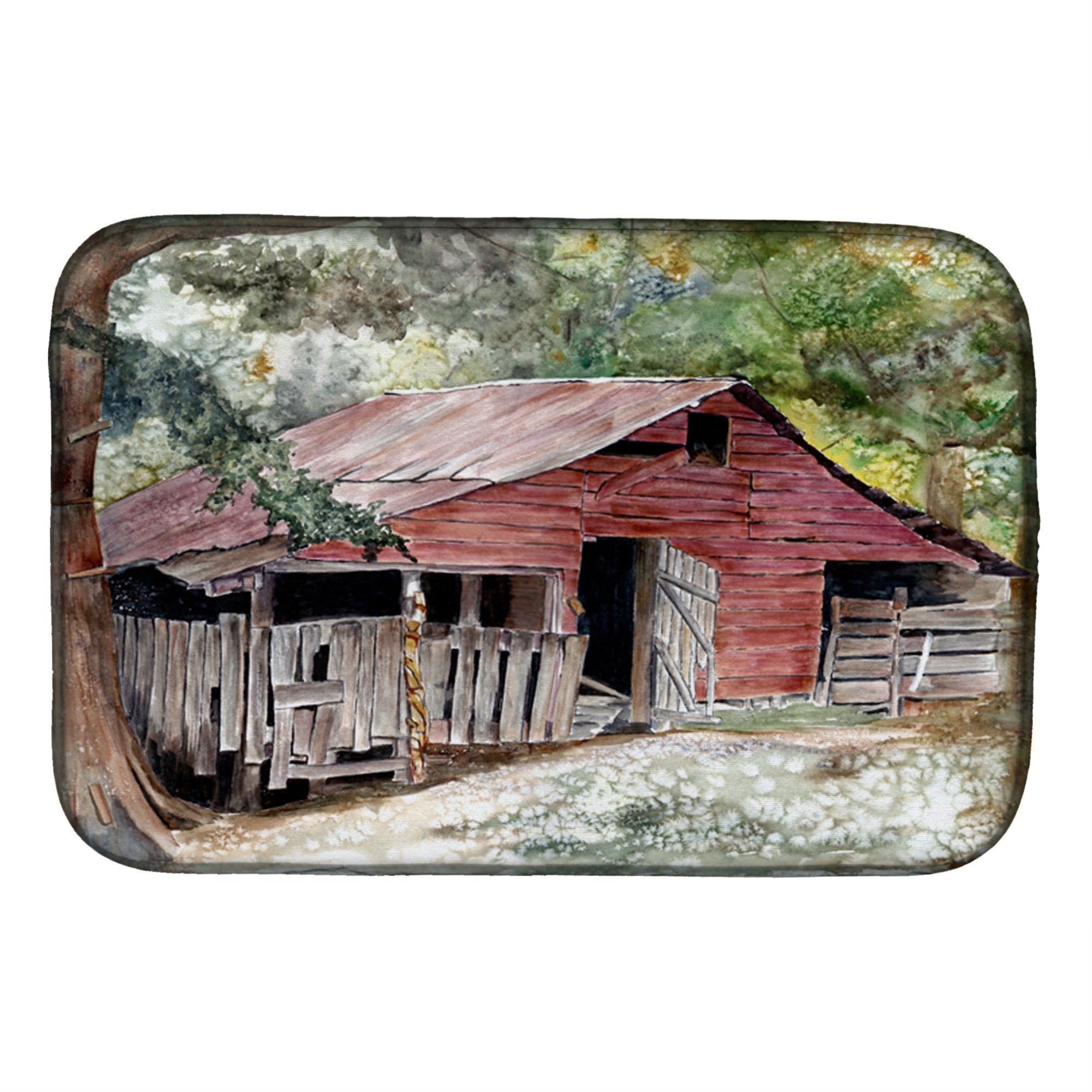 Caroline'S Treasures Old Barn Dish Drying Mat, 14 X 21, Multicolor
