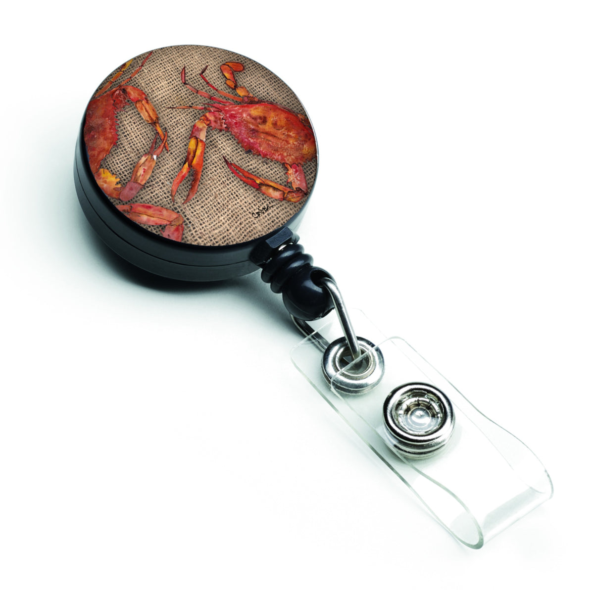 Caroline'S Treasures Cooked Crabs On Faux Burlap Retractable Badge Reel, Multicolor (8742Br)