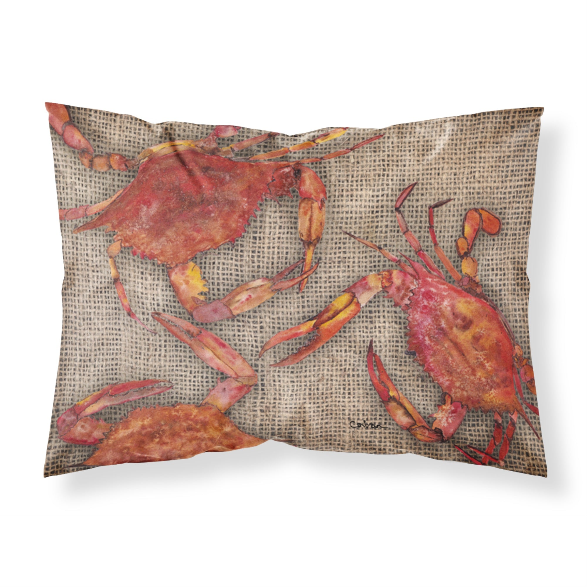 Caroline'S Treasures 8742Pillowcase Cooked Crabs On Faux Burlap Moisture Wicking Fabric Standard Pillowcase, Large, Multicolor