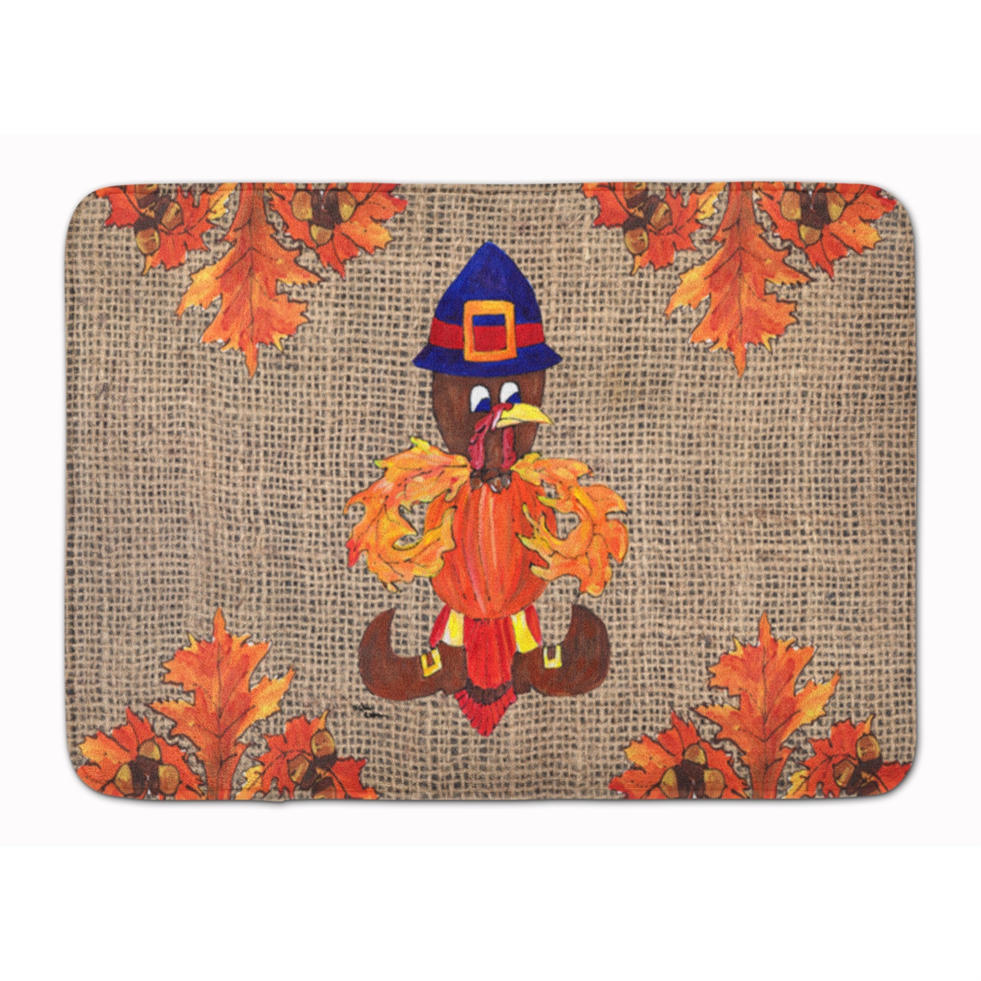 Caroline'S Treasures Thanksgiving Turkey Pilgram Fleurdelis Floor Mat, 19 X 27, Multicolor
