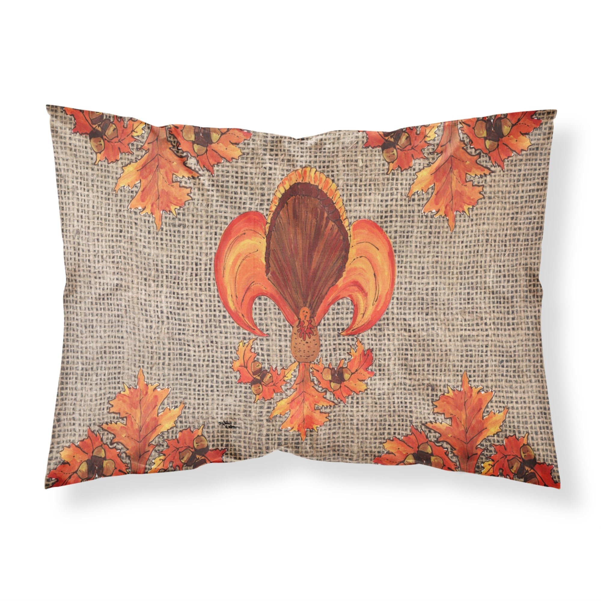 Caroline'S Treasures 8744Pillowcase Thanksgiving Turkey Fleur De Lis Moisture Wicking Fabric Standard Pillowcase, Large, Multi