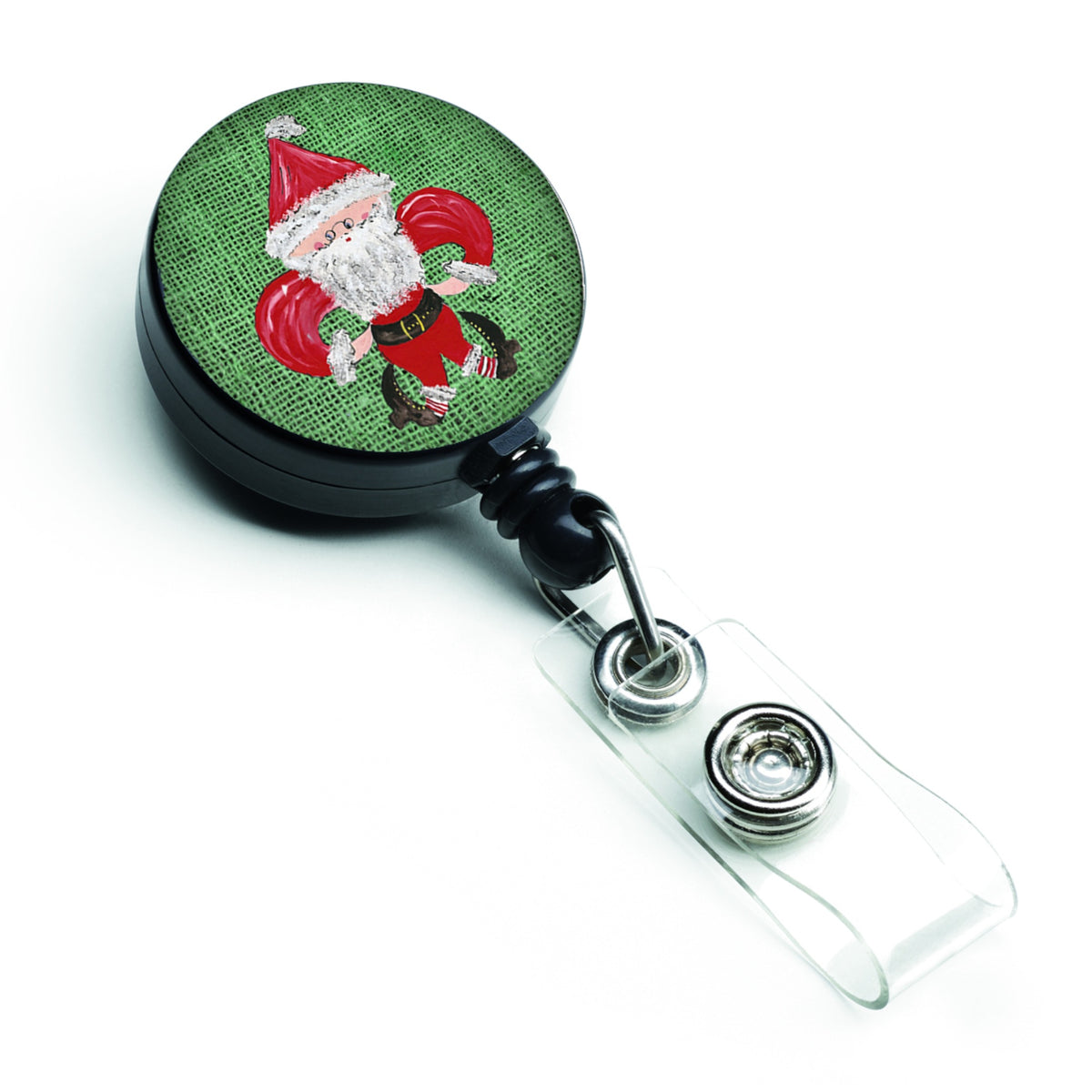 Caroline'S Treasures Christmas Santa Fleur De Lis Retractable Badge Reel, Multicolor (8746Br)