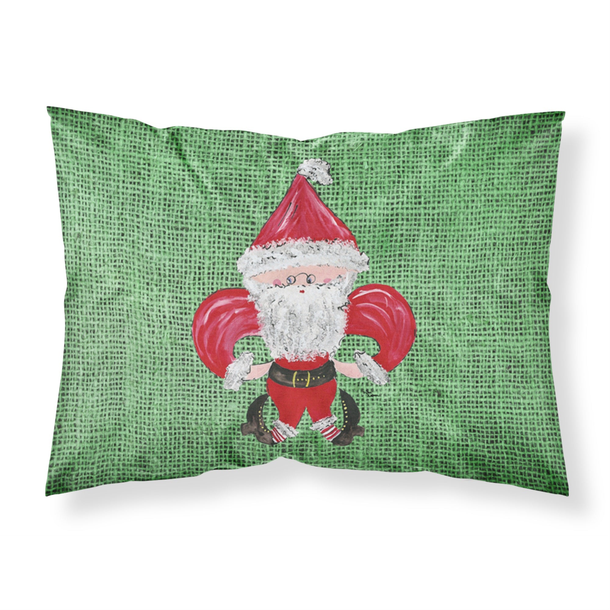 Caroline'S Treasures 8746Pillowcase Christmas Santa Fleur De Lis Moisture Wicking Fabric Standard Pillowcase, Large, Multicolo