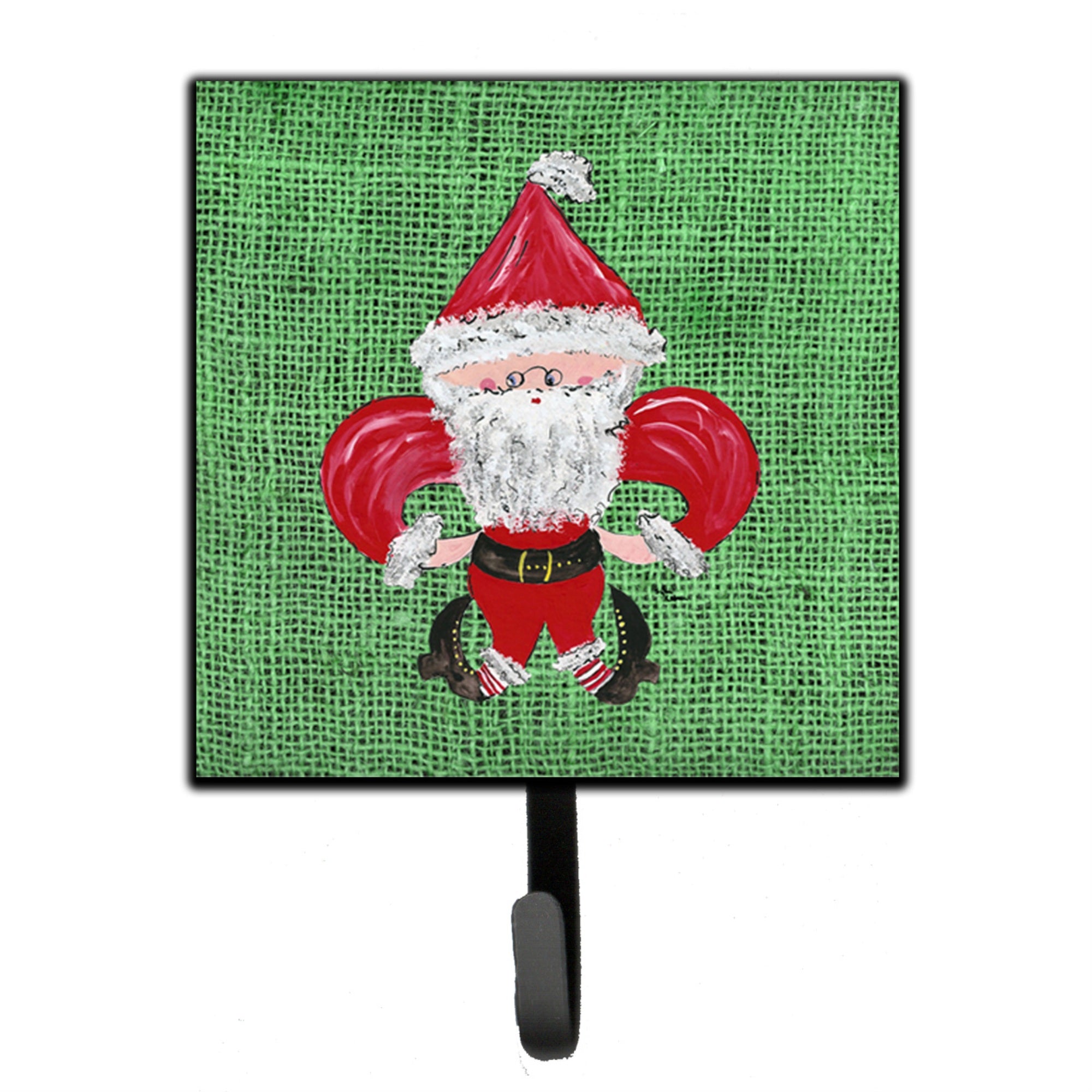 Caroline'S Treasures 8746Sh4 Christmas Santa Fleur De Lis Leash Holder Or Key Hook, Small, Multicolor