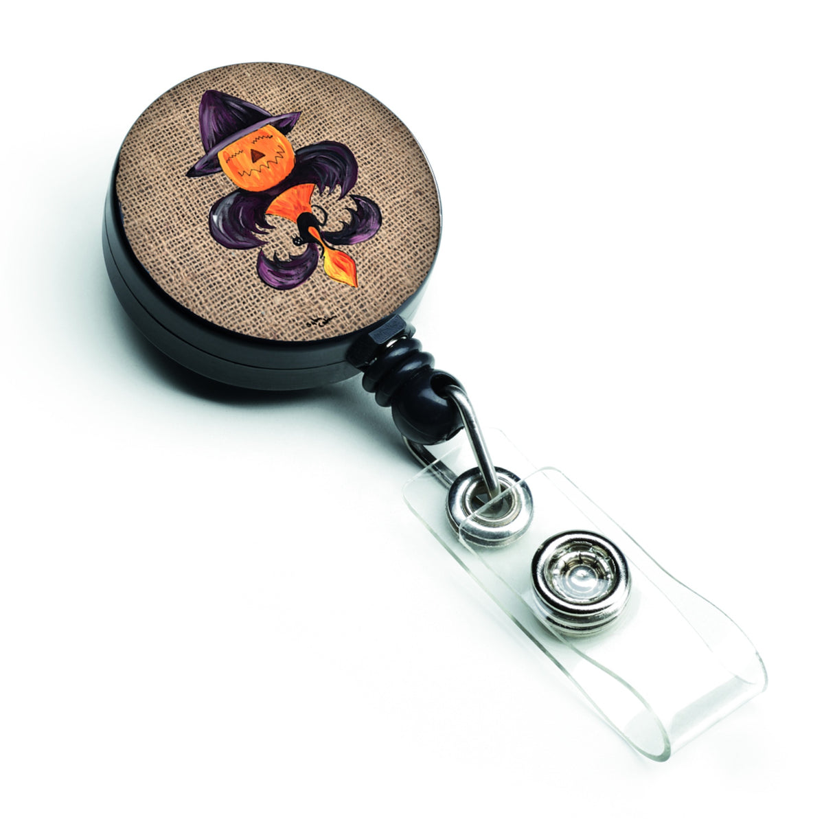 Caroline'S Treasures Halloween Pumpackin Bat Fleur De Lis Retractable Badge Reel, Multicolor (8748Br)