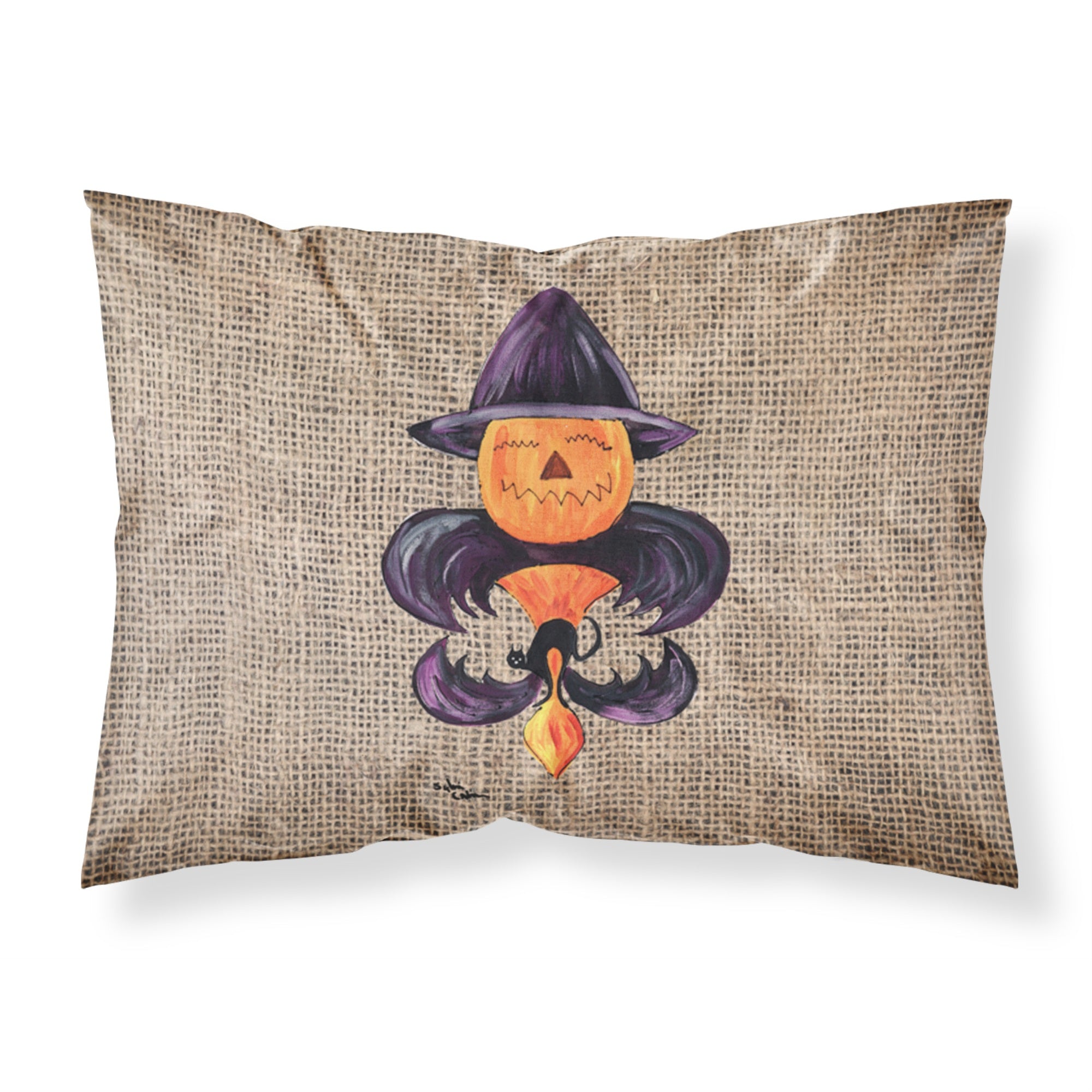 Caroline'S Treasures 8748Pillowcase Halloween Pumpkin Bat Fleur De Lis Moisture Wicking Fabric Standard Pillowcase, Large, Mul