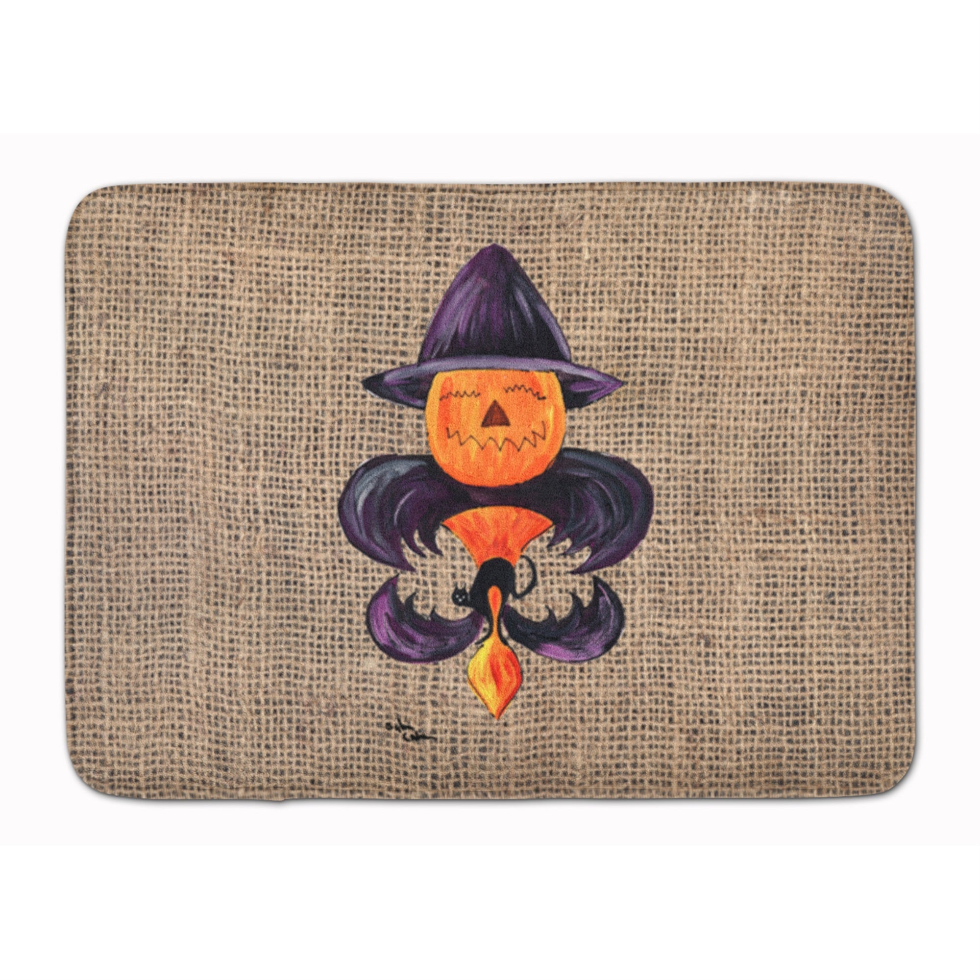 Caroline'S Treasures Halloween Pumpkin Bat Fleur De Lis Floor Mat, 19 X 27, Multicolor