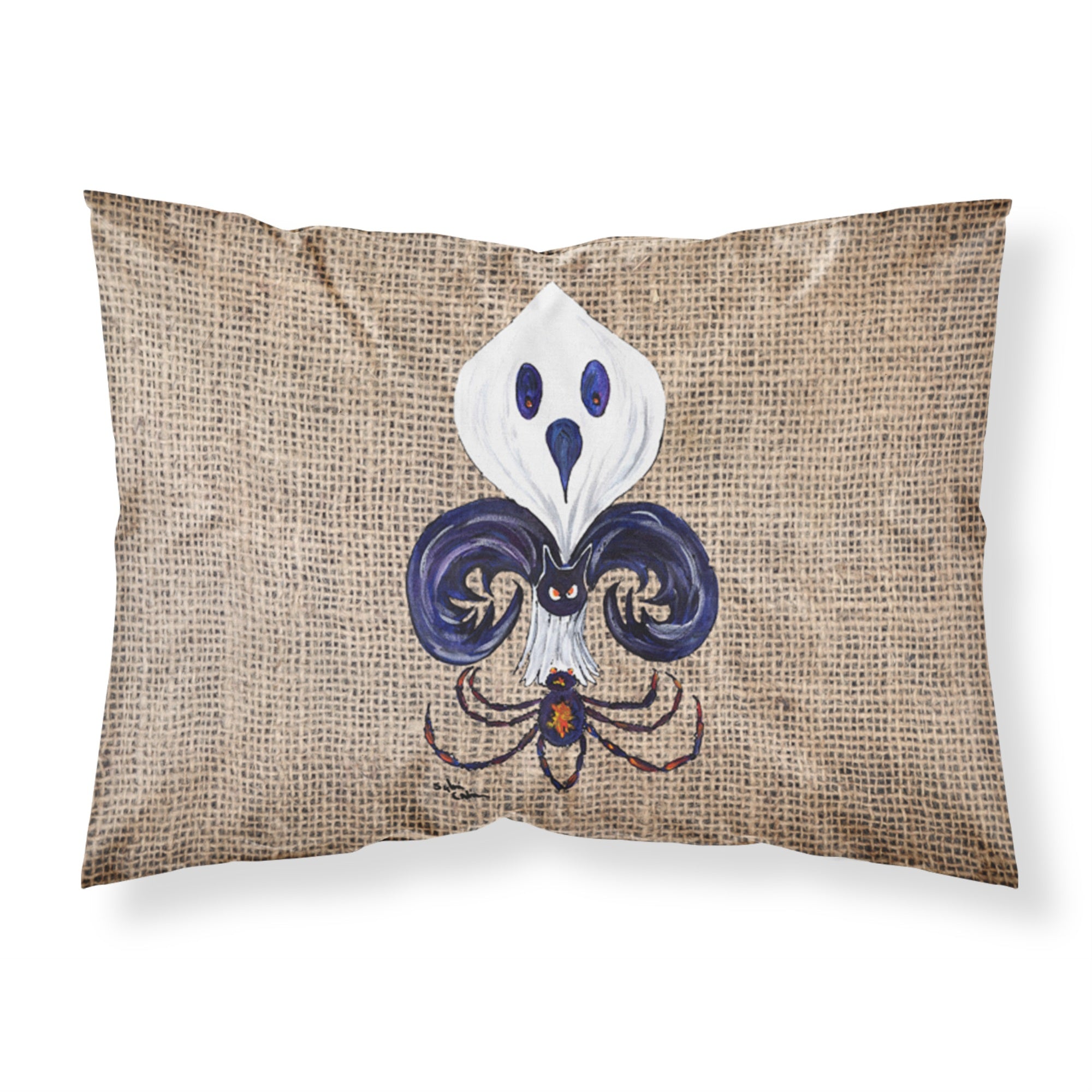 Caroline'S Treasures 8749Pillowcase Halloween Ghost Spider Bat Fleur De Lis Wicking Fabric Standard Pillowcase, Large, Multico