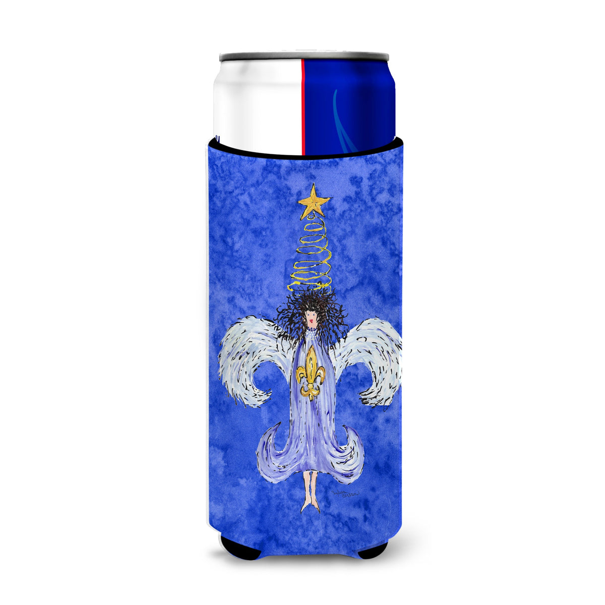 Christmas Angel Fleur De Lis  Ultra Beverage Insulators For Slim Cans 8750Muk
