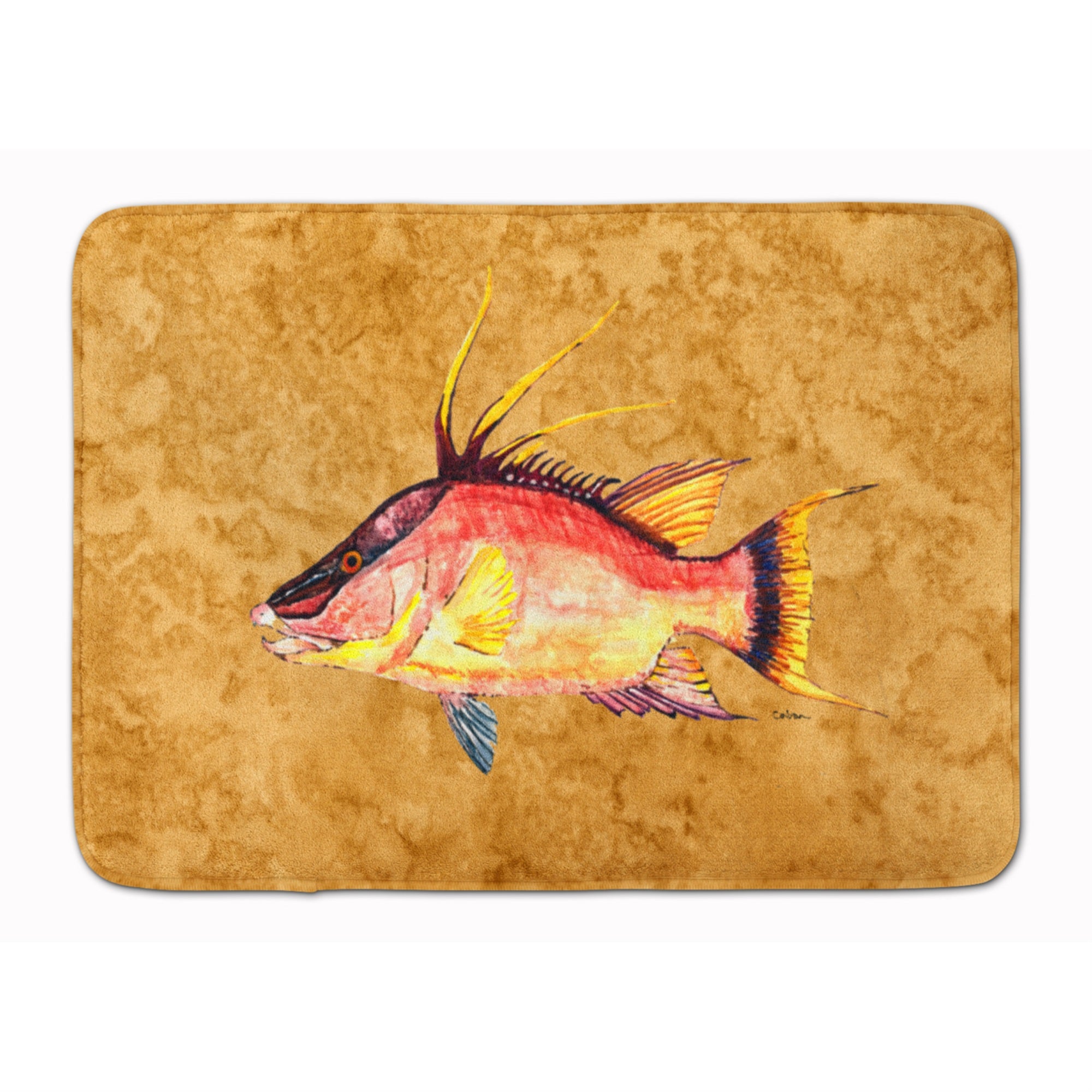 Caroline'S Treasures Hog Snapper On Gold Floor Mat, 19 X 27, Multicolor