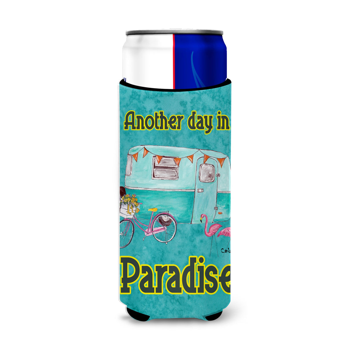 Another Day In Paradise Retro Glamping Trailer Ultra Beverage Insulators For Slim Cans 8758Muk