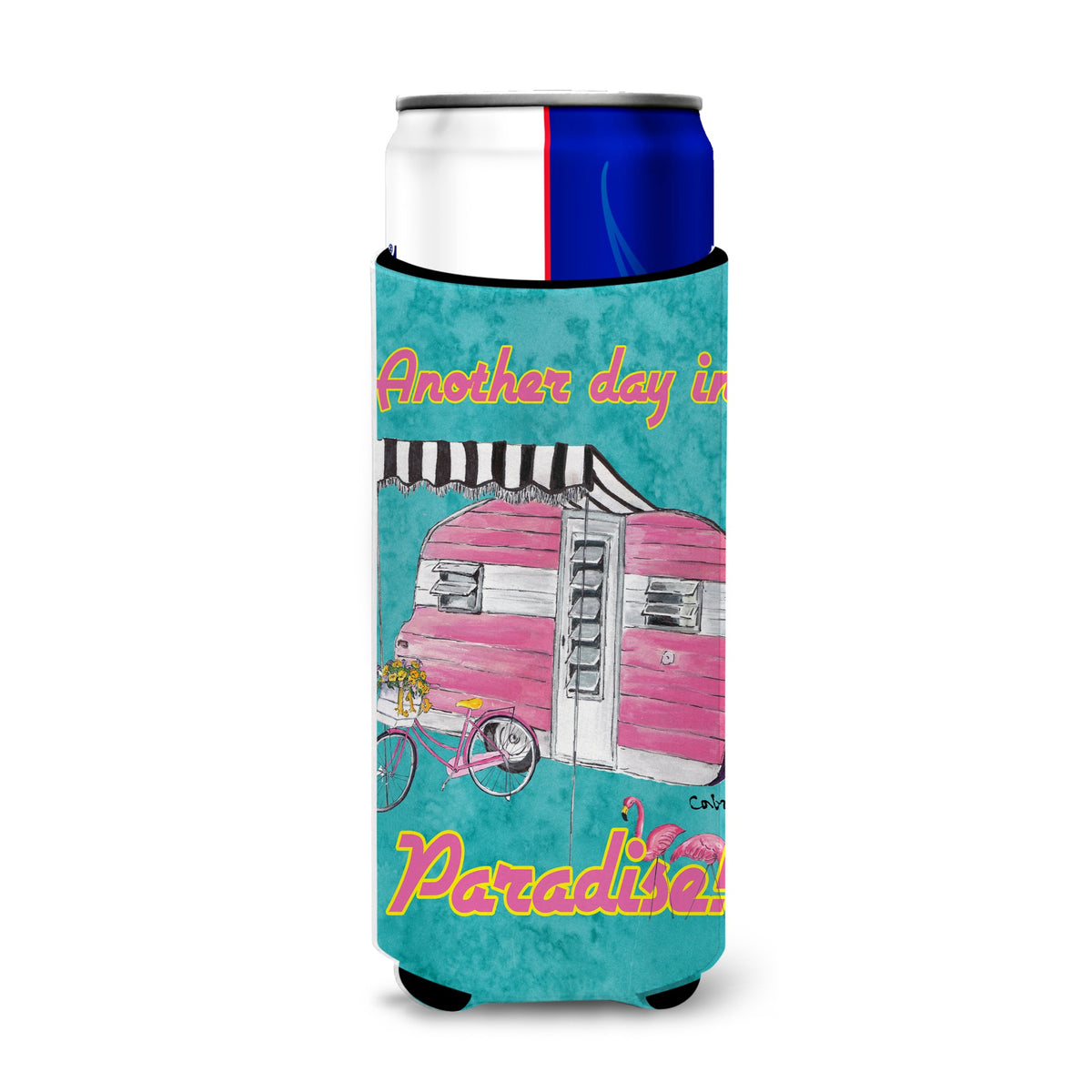 Another Day In Paradise Retro Glamping Trailer Ultra Beverage Insulators For Slim Cans 8759Muk