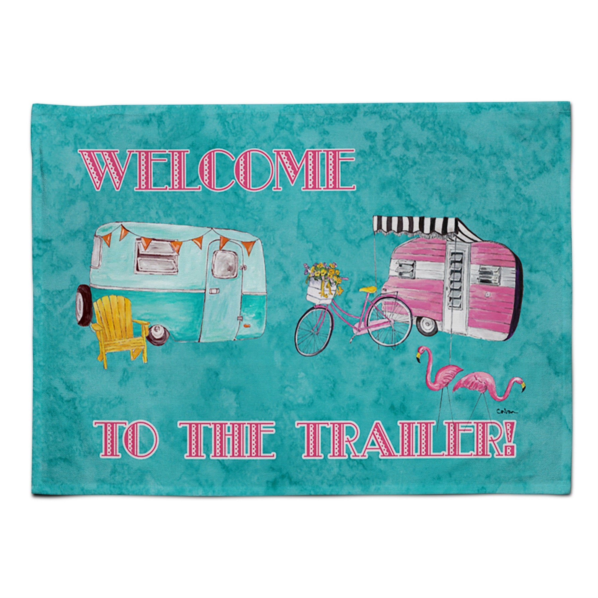 Caroline'S Treasures 8760Plmt Welcome To The Trailer Fabric Placemat, Multicolor