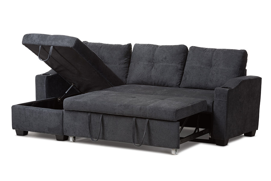 Baxton Studio Lianna Modern And Contemporary Dark Grey Fabric Upholstered Sectional Sofa