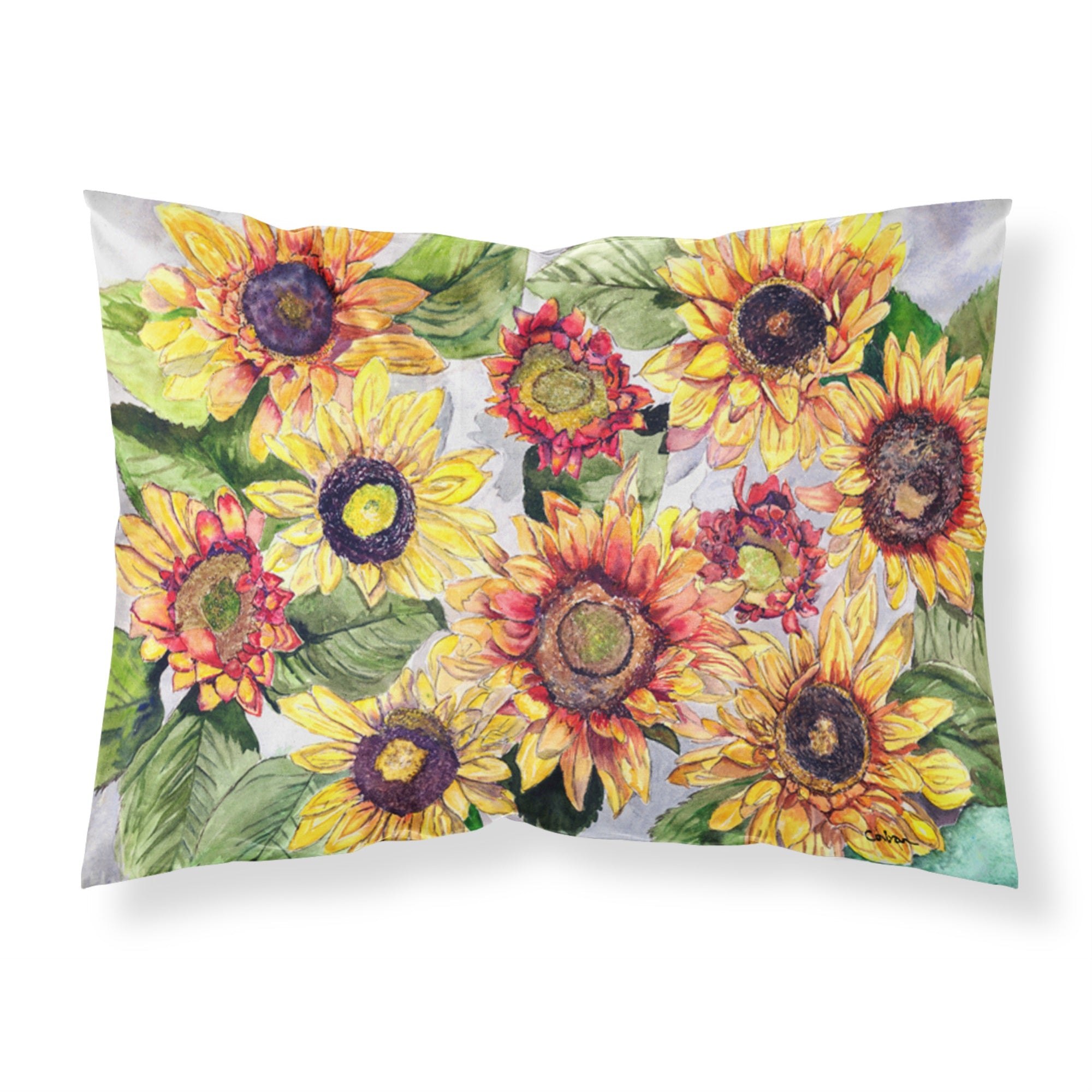 Caroline'S Treasures 8766Pillowcase Sunflowers Moisture Wicking Fabric Standard Pillowcase, Large, Multicolor