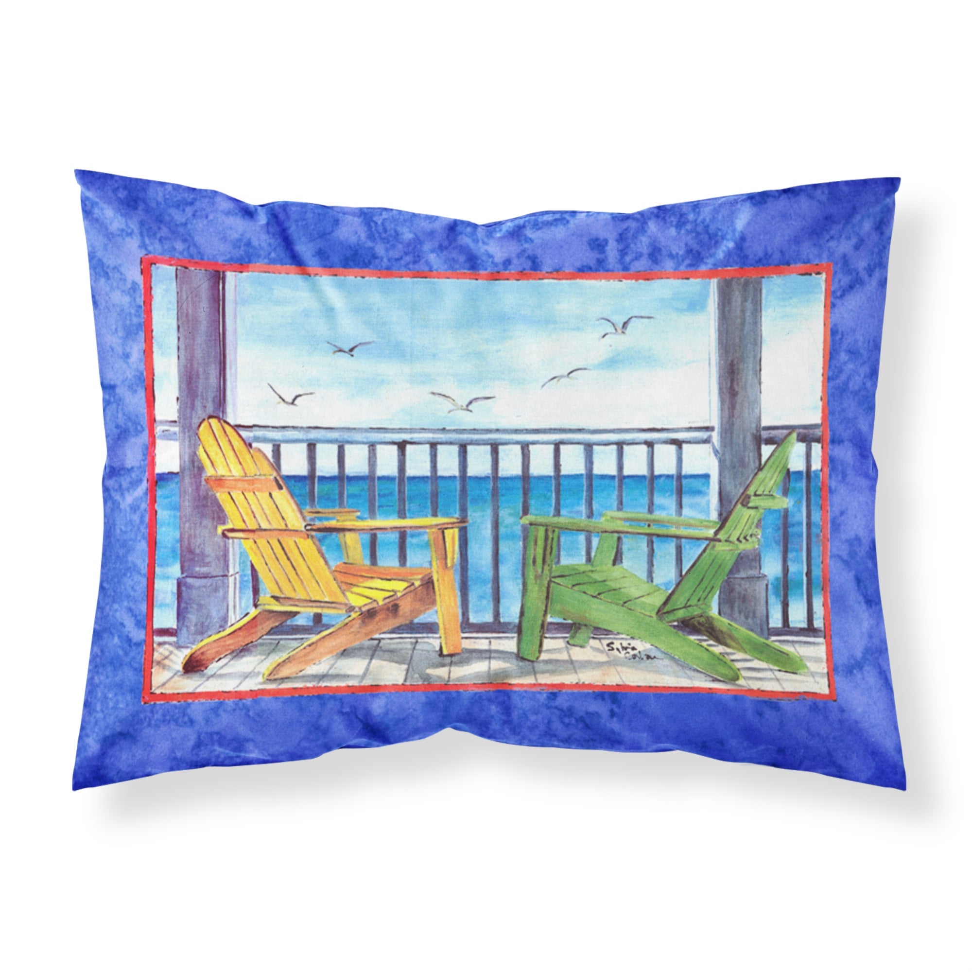 Caroline'S Treasures 8767Pillowcase Adirondack Chairs Blue Moisture Wicking Fabric Standard Pillowcase, Large, Multicolor